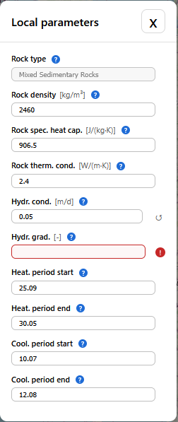Local Parameter pop-up